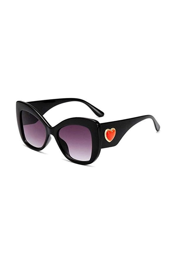 NIUASH Lunettes de Soleil polarisées Femmes Gros Yeux de Chat Lunettes de Soleil Mode Femme Impression en Forme de Coeur Lune