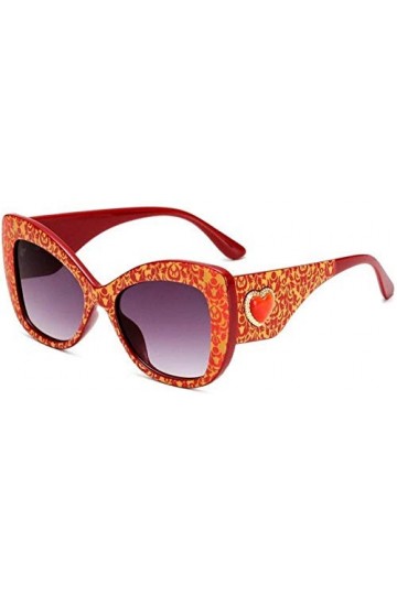 NIUASH Lunettes de Soleil polarisées Femmes Grand Oeil de Chat Lunettes de Soleil Mode Femme Impression en Forme de Coeur Lun