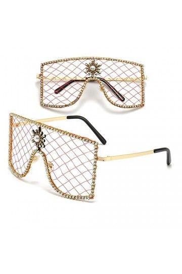 Diamants Steampunk Lunettes De Soleil Femmes Hommes Surdimensionné Strass Lunettes Lunettes De Sol Oculos, C3, Taille Unique
