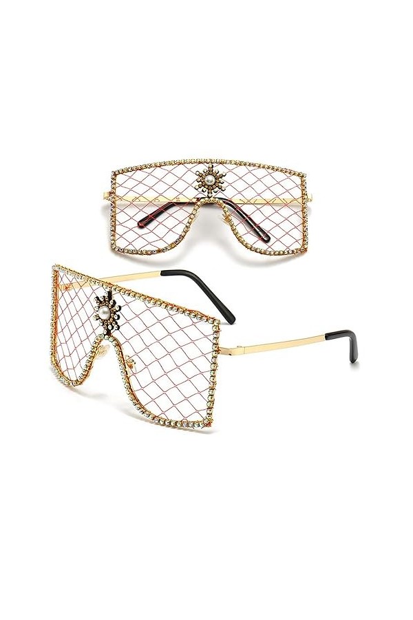 Diamants Steampunk Lunettes De Soleil Femmes Hommes Surdimensionné Strass Lunettes Lunettes De Sol Oculos, C3, Taille Unique