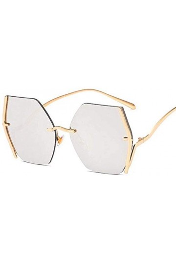 NIUASH Lunettes de Soleil polarisées Cool rétro sans Monture polygone Lunettes de Soleil Femmes Mode Nuances Dames Lunettes d