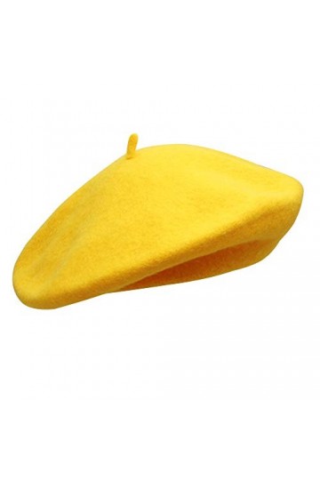 Umeepar Chapeau béret français en Laine Couleur Unie Chapeau dhiver pour Femme, Jaune