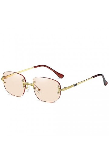 MUTYNE Lunettes de Soleil sans Monture pour Femmes Mode Luxe Carré Lunettes de Soleil Steampunk Dames UV400 Nuances, Rose, Ta