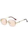 MUTYNE Lunettes de Soleil sans Monture pour Femmes Mode Luxe Carré Lunettes de Soleil Steampunk Dames UV400 Nuances, Rose, Ta