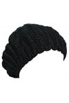 Boolavard TM Nouveaux arrivants Dame Hiver chaud bonnet Crochet Slouch Beret Baggy Beanie Hat, Black