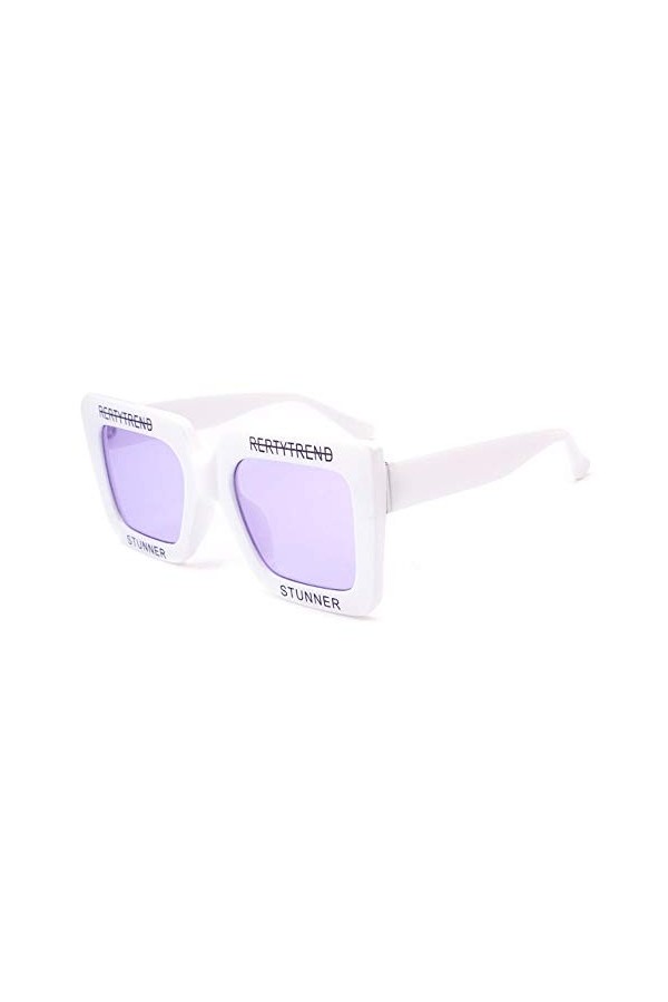 Raxinbang Lunettes de Soleil Lunettes De Soleil Carrées en Plastique Blanc for Femmes avec Lettre Personnalisée Lunettes De P