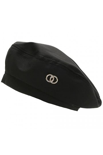 XYIYI Noir Chapeau de Béret Français en Coton Classique Casquette de Béret de Couleur Unie pour Femmes Filles