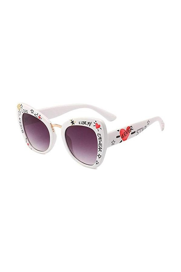 ZYIZEE Lunettes de Soleil Lunettes de Soleil Lettre Oeil de Chat Femmes Mode Graffiti Lunettes de Soleil carrées pour Femme L