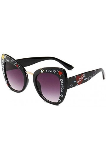 NIUASH Lunettes de Soleil polarisées Lunettes de Soleil Lettre Oeil de Chat Femmes Mode Graffiti Lunettes de Soleil carrées p