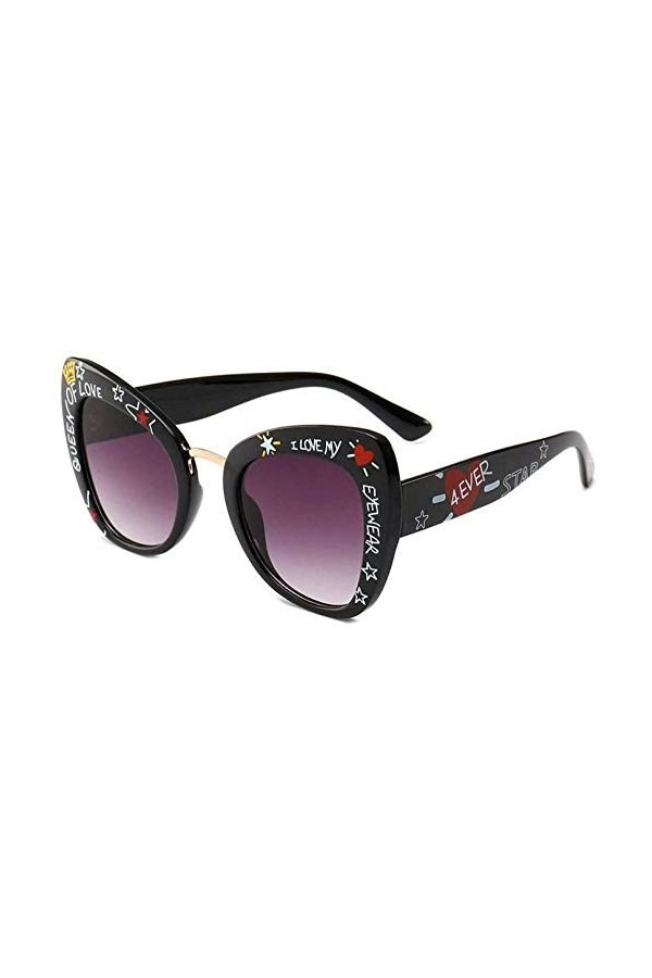 NIUASH Lunettes de Soleil polarisées Lunettes de Soleil Lettre Oeil de Chat Femmes Mode Graffiti Lunettes de Soleil carrées p