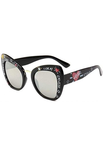 NIUASH Lunettes de Soleil polarisées Lunettes de Soleil Lettre Oeil de Chat Femmes Mode Graffiti Lunettes de Soleil carrées p