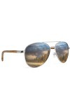 glozzi Lunettes de Soleil en bois Aviateur avec Épingles en bois pour Homme et Femme - Lunettes miroir polarisées UV 400 caté