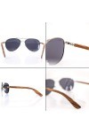 glozzi Lunettes de Soleil en bois Aviateur avec Épingles en bois pour Homme et Femme - Lunettes miroir polarisées UV 400 caté