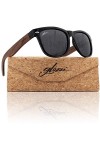 glozzi Lunettes de Soleil Homme et Femme en Bois de Noyer Polarisées UV 400 avec Charnières en Bois et Étui en Liège