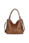 FANDARE Grand Sac a Main Sacoche Femme Sacs Portés Epaule Cuir PU Étanche pour Achats Fête École Voyage Messenger Bags Gris B