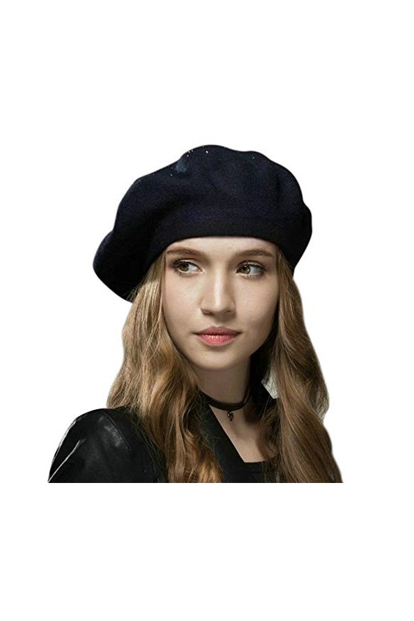 Superora Béret Bonnet Laine Elégant Automne Hiver pour Femme,taille unique,Noir