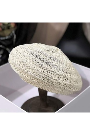 SOIMISS Creux en Paille Béret Basque Chapeau Été Tissé Français Chapeau Basque Art Chapeau Voyage Plage Chapeau - Beige - Med