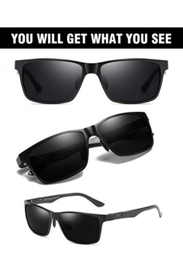 DUCO Lunettes de soleil polarisées pour homme avec cadre rectangulaire en métal et lunettes en fibre de carbone UV400 8206 v