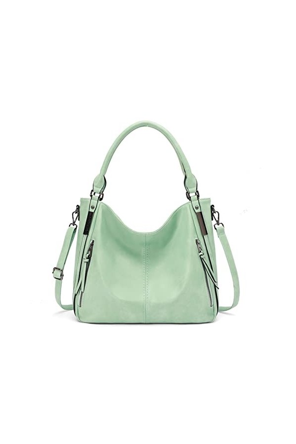 FANDARE Grand Sac a Main Sacoche Femme Sacs Portés Epaule Cuir PU Étanche pour Achats Fête École Voyage Messenger Bags Gris B