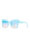 HPIRME Lunettes de Soleil Carrées Femmes Grande Monture Lunettes de Soleil Oeil de Chat Lunettes Colorées, C6 bleu rose, tail