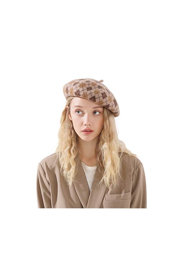 DEBAIJIA Dame Chapeau Béret Hiver Chaud Femme Bouchon Laine Octogonal Casquette Filles Artiste Classique Français Automne Bo