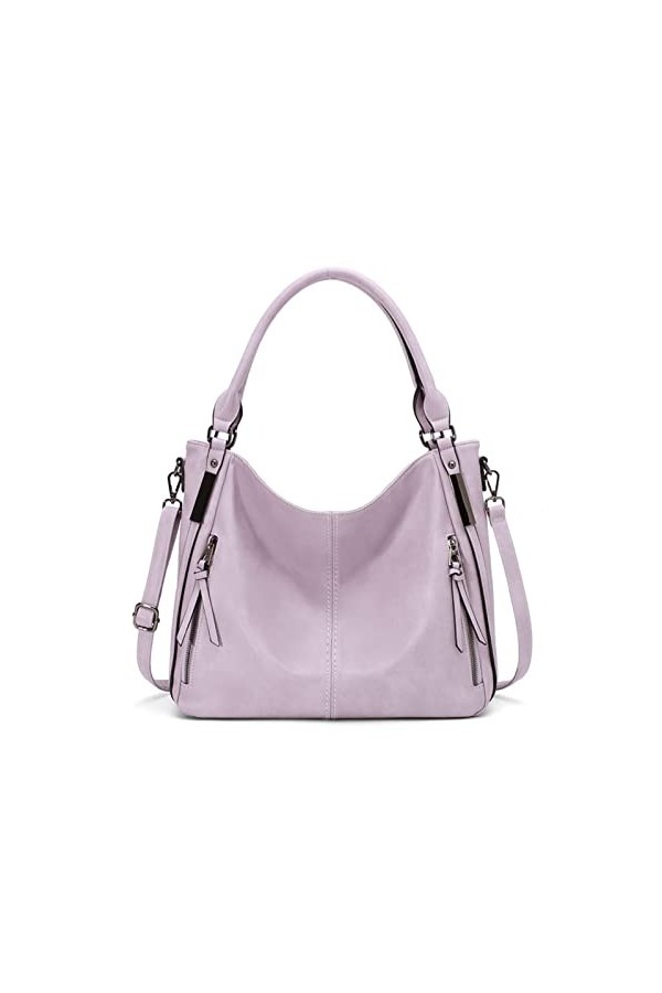 FANDARE Grand Sac a Main Sacoche Femme Sacs Portés Epaule Cuir PU Étanche pour Achats Fête École Voyage Messenger Bags Gris B