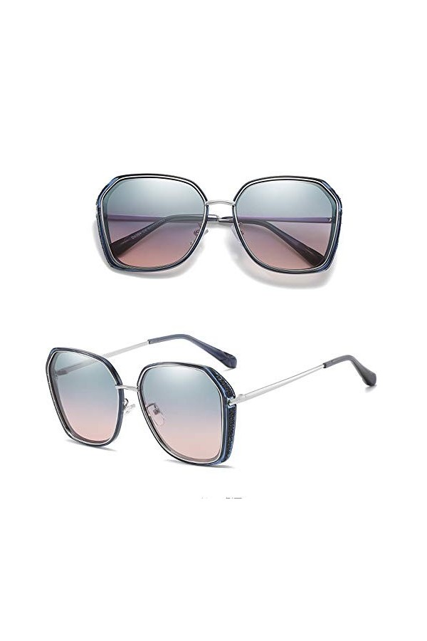 TYJA Lunettes De Soleil, Lunettes De Soleil Polarisées À Monture Large en Métal pour Femmes, Lunettes De Soleil De Conduite À