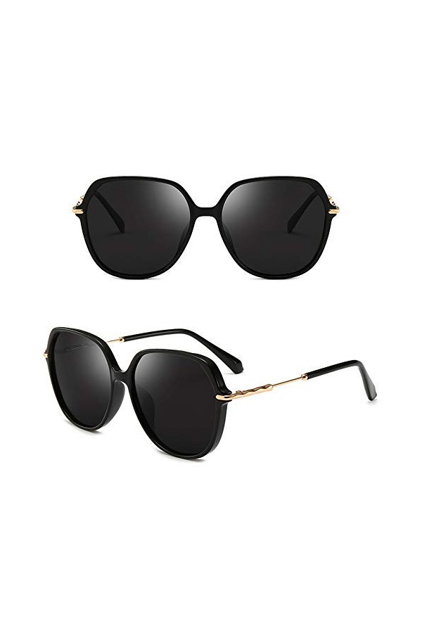 TYJA Lunettes De Soleil, Lunettes De Soleil Polarisées De Conduite Rétro pour Femmes, Lunettes De Soleil Extérieures À Grand 