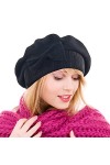 Ruphedy Femme Laine Bérets Élégant Français Béret Bonnet Hiver Chapeau HY022 Noir 