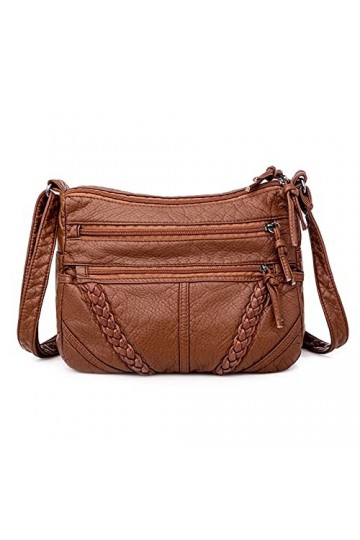 FANDARE Rétro Sac à bandoulière Femmes Sac a Main Impermeable PU Cuir Sacs Portés épaule Besace Sacoche Messenger Téléphone B