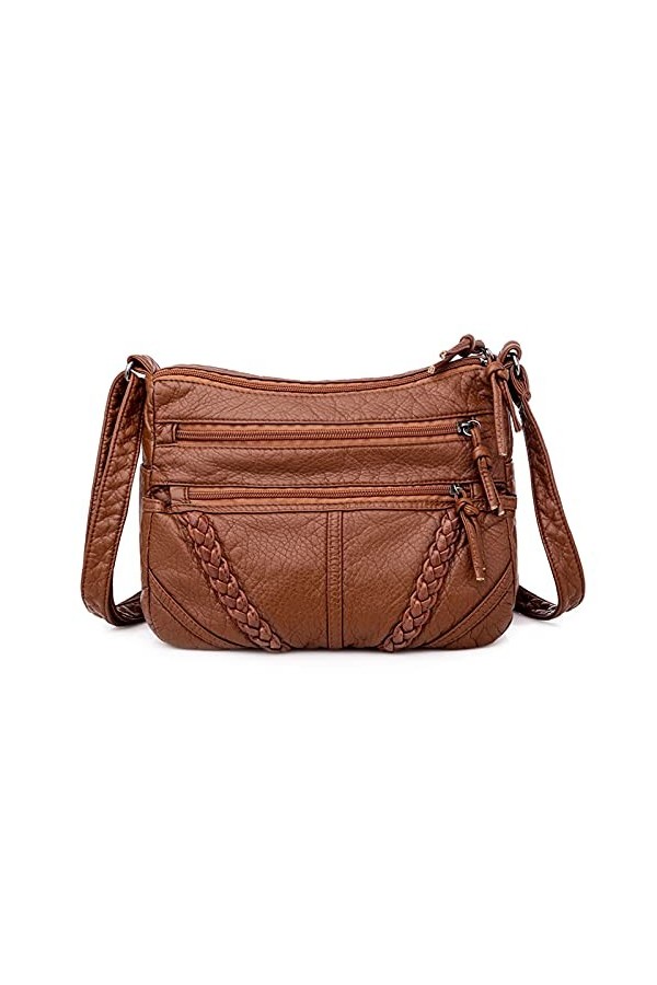 FANDARE Rétro Sac à bandoulière Femmes Sac a Main Impermeable PU Cuir Sacs Portés épaule Besace Sacoche Messenger Téléphone B