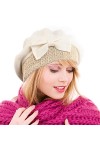 Ruphedy Femme Laine Bérets Élégant Français Béret Bonnet Hiver Chapeau HY022 Noir 