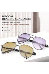Lot de 2 paires de lunettes de lecture invisibles bifocales aviateur à charnière à ressort Protection UV Lunettes anti-lumièr