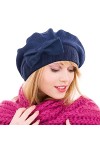 Ruphedy Femme Laine Bérets Élégant Français Béret Bonnet Hiver Chapeau HY022 Noir 