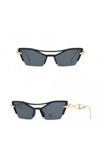 Lunettes de Soleil Oeil de Chat Demi-Monture Femmes Lunettes de Soleil Vintage Hommes Lunettes UV400 Lunettes Nuances, C1, Ta