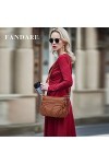 FANDARE Rétro Sac à bandoulière Femmes Sac a Main Impermeable PU Cuir Sacs Portés épaule Besace Sacoche Messenger Téléphone B
