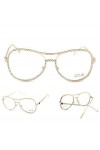 ZYIZEE Lunettes de Soleil Lunettes de Soleil Femmes Cadre en cuivre décoratif lentille Miroir Double Pont Lunettes de Soleil-