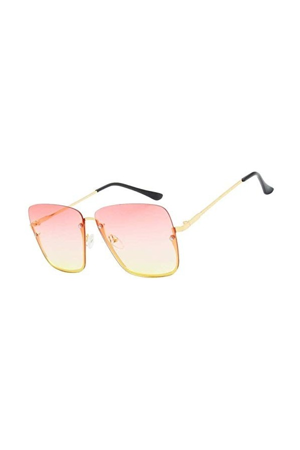 NIUASH Lunettes de Soleil polarisées Lunettes de Soleil surdimensionnées Semi-sans Monture Femmes Mode Grand Miroir Lunettes 