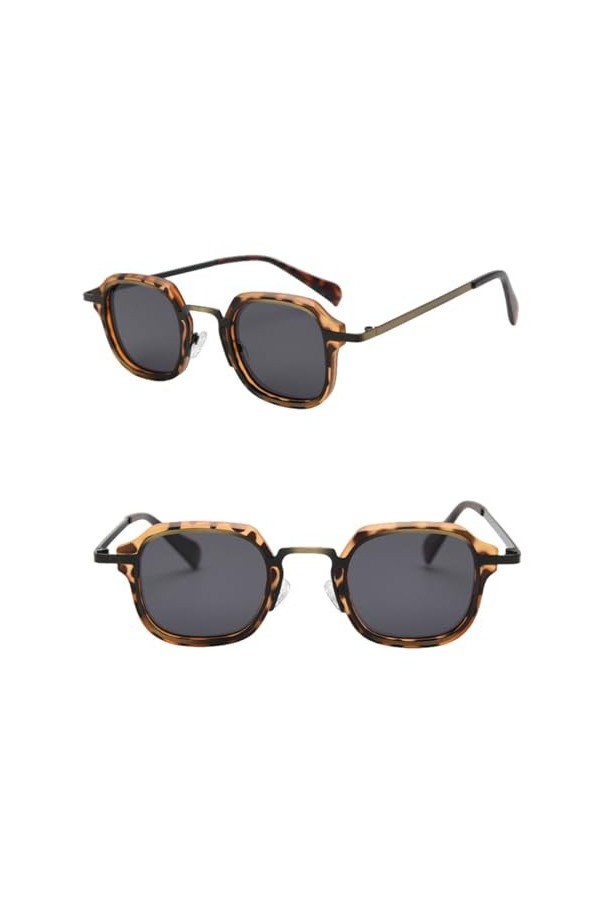 Lunettes de Soleil Vintage Femme polarisées Hommes rétro été Lunettes de Soleil carrées mâles pour Femmes Style punk métal UV
