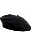 Miss-shop Bérets,Femme Béret Laine Bonnet Francais Rétro Béret Hiver Automne Chapeau pour Filles Noir 