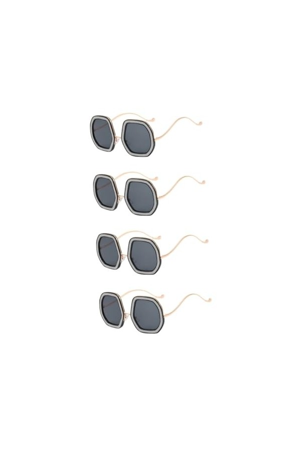 Milisten 4Pcs Lunettes De Soleil Diamant Lunettes De Soleil Surdimensionnées Lunettes De Soleil De Fête De Plage Brillant Lun