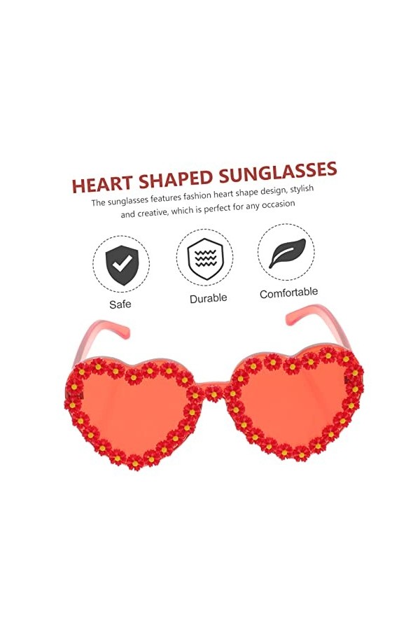 GALPADA 3 Pièces Lunettes De Soleil Coeur Lunettes De Soleil Marguerite Rétro Lunettes De Mode Pour Femmes Lunettes De Soleil