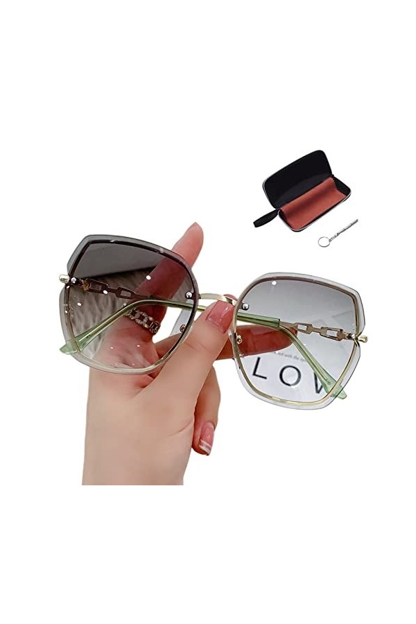 LOPRES Lunettes De Soleil pour Femmes Lunettes De Soleil Carrées sans Bordure pour Femmes Lunettes De Soleil Rétro DÉté Lune