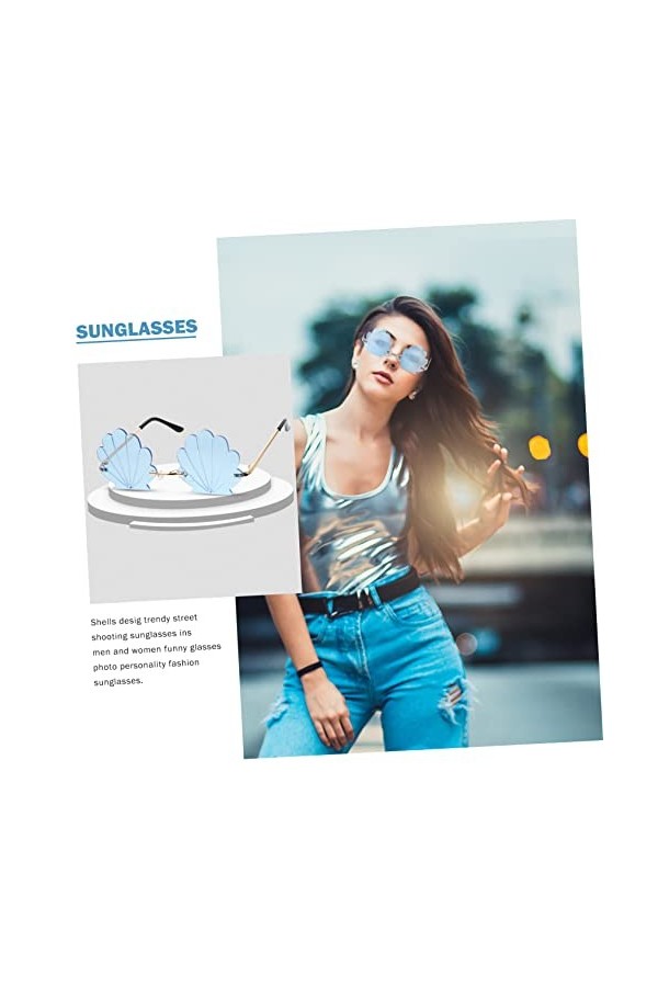 SHERCHPRY 8 Pcs Lunettes De Soleil Coquille Lunettes De Soleil Sans Monture Lunettes De Soleil En Forme De Conque Lunettes De