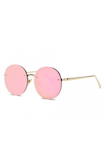 AUSUB Lunettes de Soleil Femme Round Rimless Temple Métal Lunettes de Soleil Oversize Vintage Femmes Lunettes de Soleil Coul