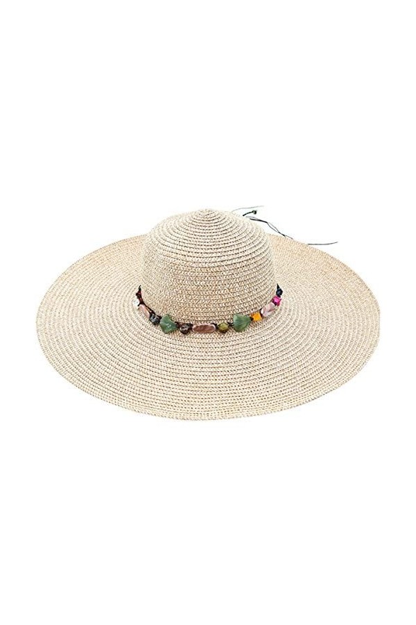 Lanzom Chapeau de paille pliable à large bord pour femme UPF 50+, 09A-Rose, taille unique