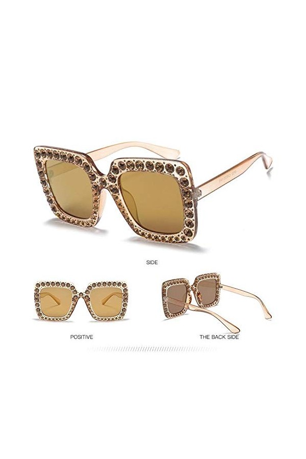 NIUASH Lunettes de Soleil polarisées Lunettes de Soleil Femmes carrées surdimensionnées Vintage Lunettes de Soleil Grand Cadr