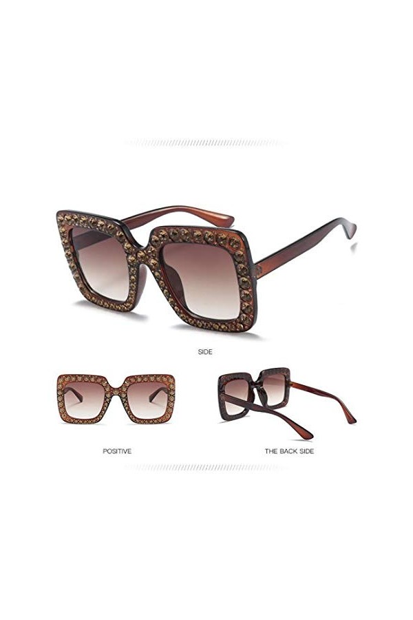 NIUASH Lunettes de Soleil polarisées Lunettes de Soleil Femmes carrées surdimensionnées Vintage Lunettes de Soleil Grand Cadr