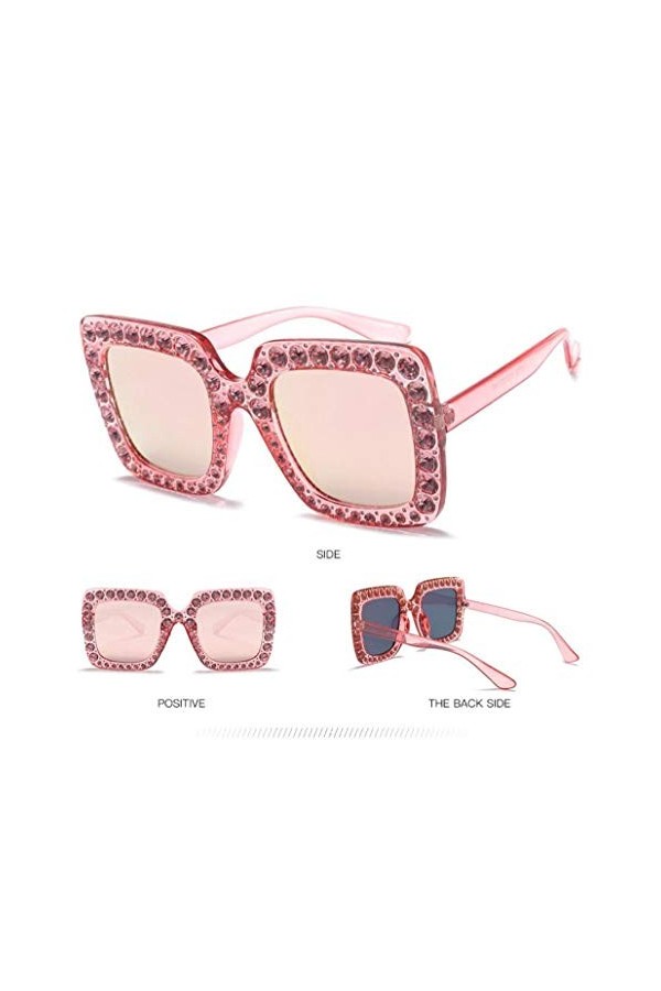 NIUASH Lunettes de Soleil polarisées Lunettes de Soleil Femmes carrées surdimensionnées Vintage Lunettes de Soleil Grand Cadr