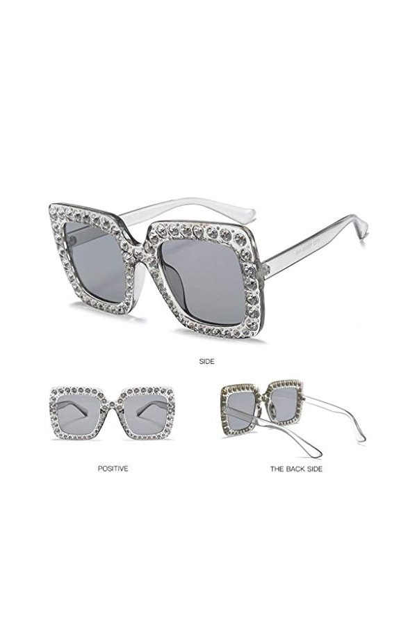 NIUASH Lunettes de Soleil polarisées Lunettes de Soleil Femmes carrées surdimensionnées Vintage Lunettes de Soleil Grand Cadr